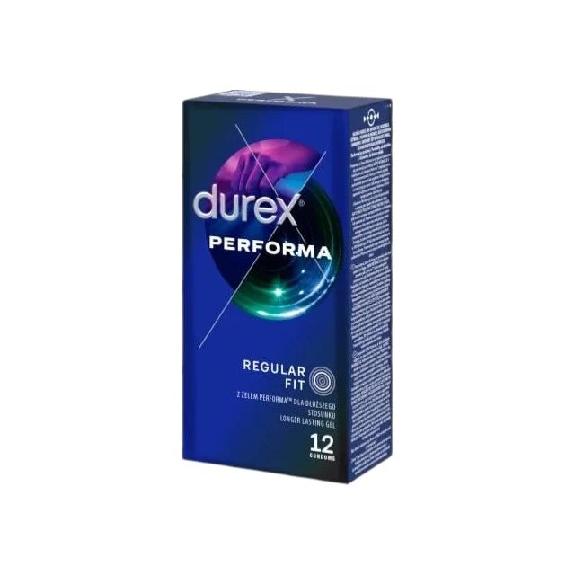 DUREX Prezervative Performa regular fit efect de intarziere ejaculare 56 mm 1 cutie x 12 buc