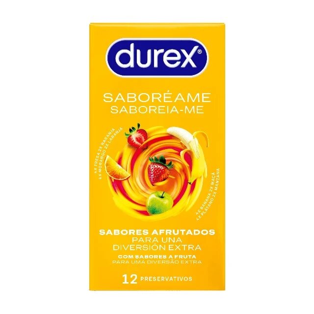DUREX Prezervative Saboreame cu aromă de fructe diverse culori din latex diametru 53 mm 12 buc
