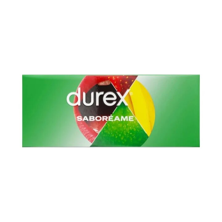 DUREX Prezervative Saboreame din latex set cu 4 tipuri de aromă: banană măr portocală și căpșuni diametru 53 mm 144 buc