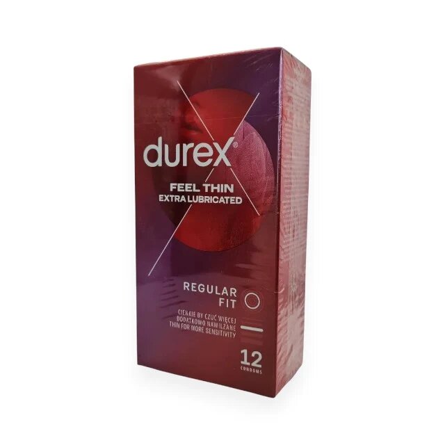 DUREX Prezervative ultra subtiri Thin Feel Extra Lubrifiate 56 mm 1 cutie x 12 buc