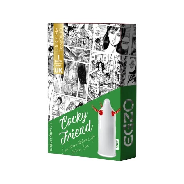 EGZO Prezervativ stimulator Cocky Friend Green - Soft cu texturi proeminente din latex diametru 52 mm 1 buc