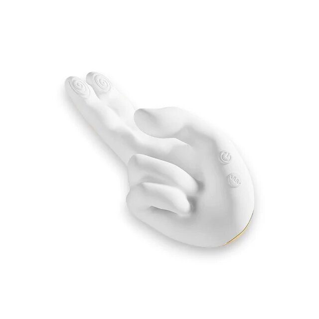 ENGILY ROSS Stimulator Flirty Hand design în formă de mână 10 funcții de vibrație și de mișcare funcție de încălzire rezistent la apă alb 16.4 cm