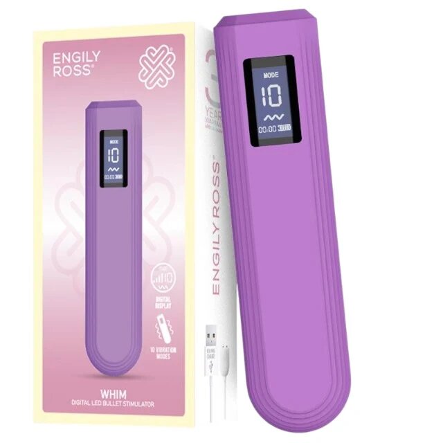 ENGILY ROSS Vibrator bullet Whim cu ecran digital 10 moduri de vibrație rezistent la apă culoare mov