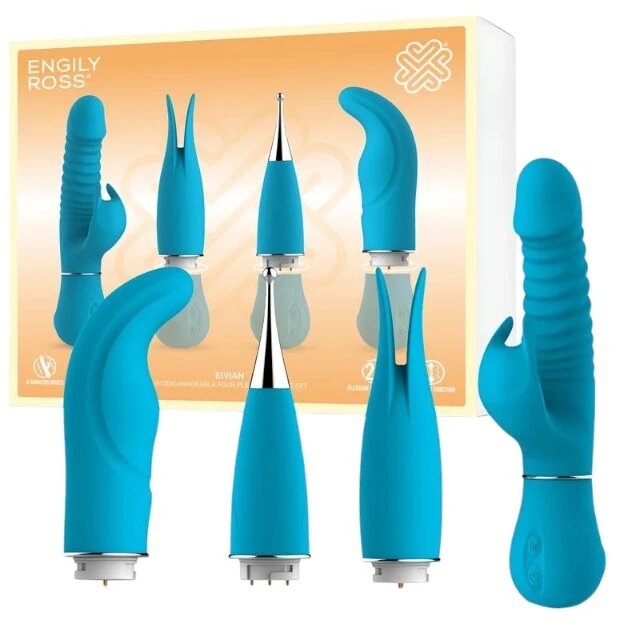ENGILY ROSS Vibrator Eivian cu 4 piese interschimbabile funcție de penetrare 8 funcții de vibrație 3 viteze albastru