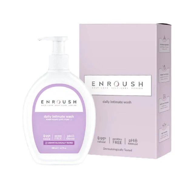 ENROUSH Gel de curățare intimă Daily Intimate Wash antifungic și antibacterian testat dermatologic pH echilibrat 200 ml