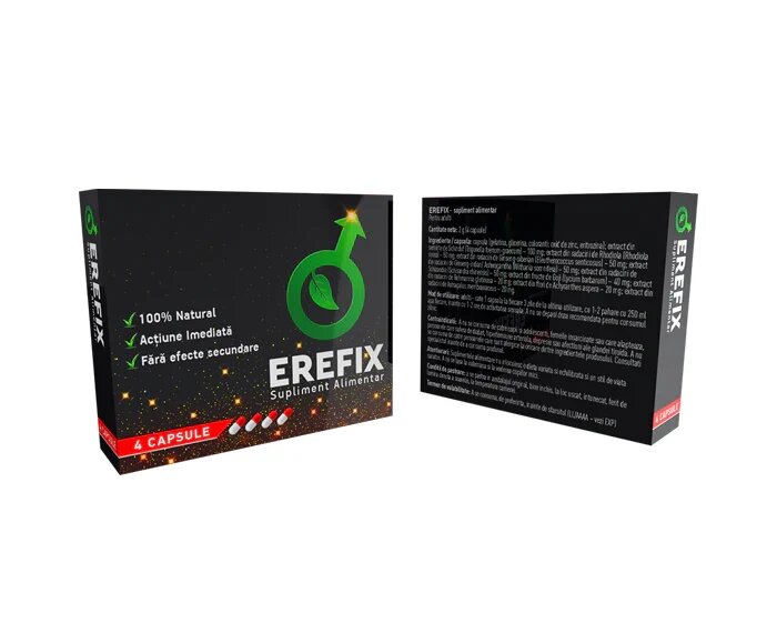 EREFIX Capsule pentru stimularea erectiei intarzierea ejacularii si cresterea libidoului 4 buc