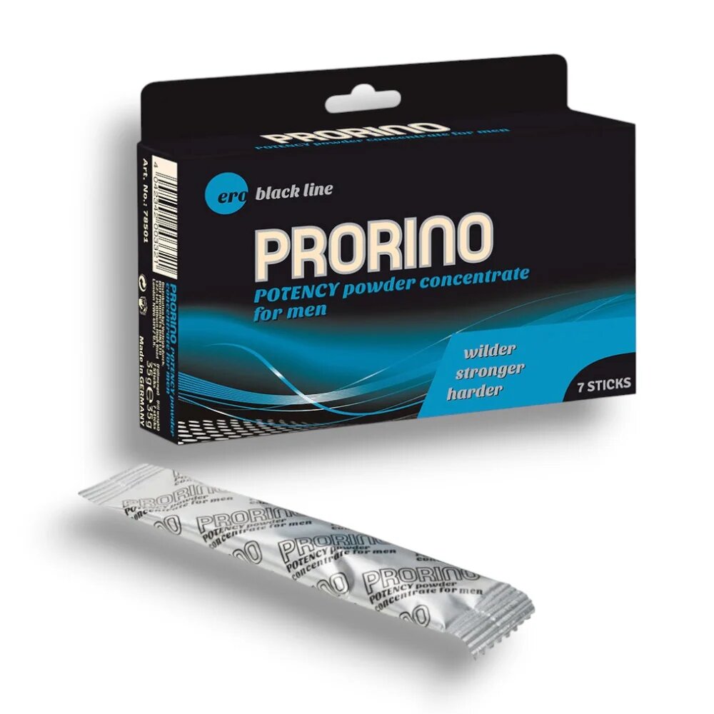 ERO Set plicuri pudră afrodisiacă BY HOT Prorino Black Line Potency pentru potență și susținerea erecției 7 buc