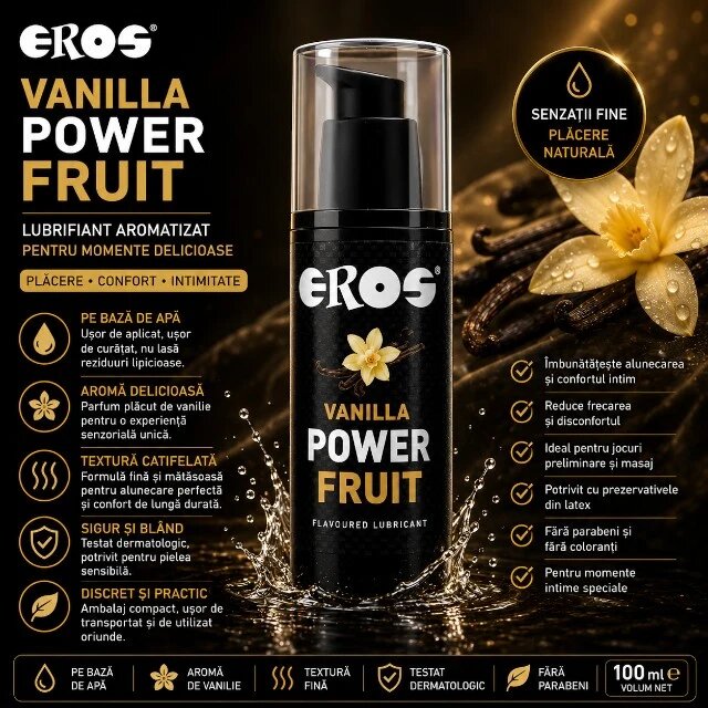 Eros Lubrifiant Power Fruit foarte alunecos pe bază mixtă aromă Vanilie 125 ml
