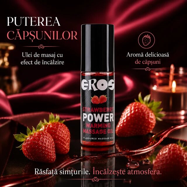 Eros Ulei de masaj Power Warming cu efect de încalzire aromă Căpșuni 100 ml
