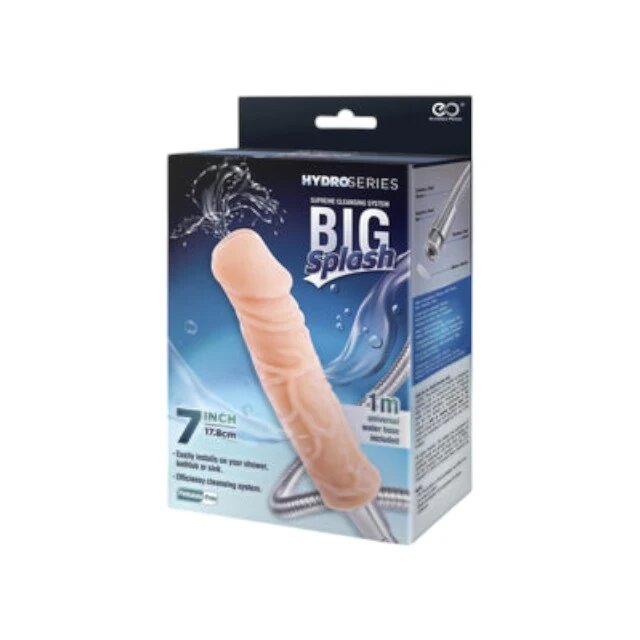 EXCELLENT POWER Duș anal Big Splash 7 Inch în formă de dildo realist cu furtun inclus atașare ușoară la robinet culoarea pielii