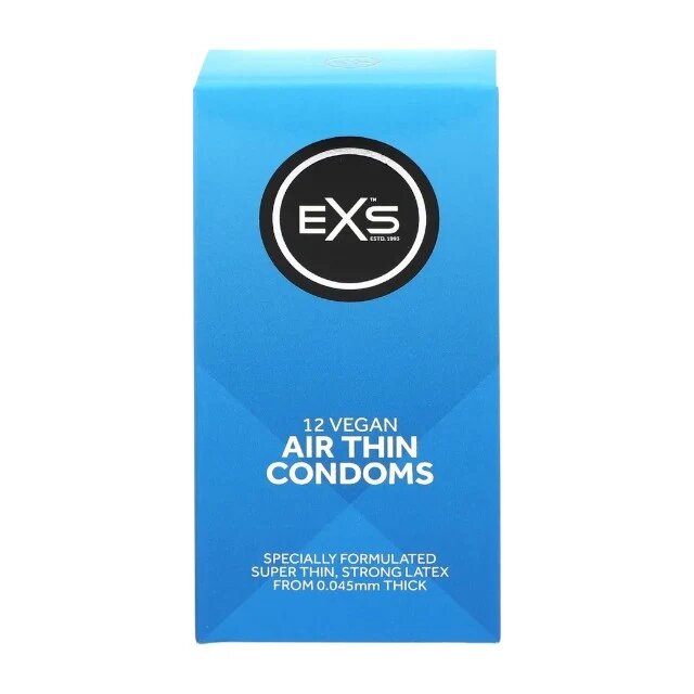 EXS Prezervative Air Thin Condoms din latex ultra-subțiri și rezistente diametru 56 mm 12 bucăți