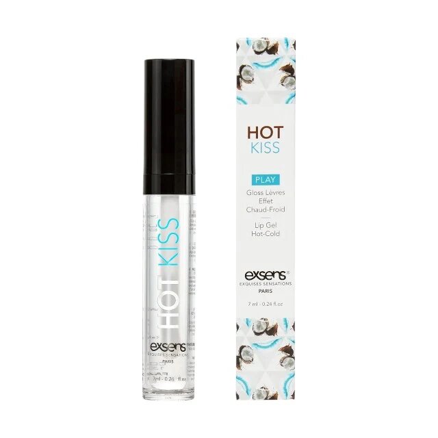 EXSENS Luciu de buze pentru sex oral Hot Kiss Coconut efect dublu de încălzire și răcire aromă de cocos 7 ml