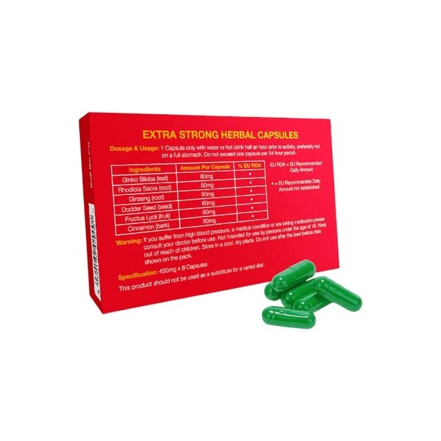 EXTRA STRONG Capsule susțin erecțiile puternice și creșterea libidoului 6 buc
