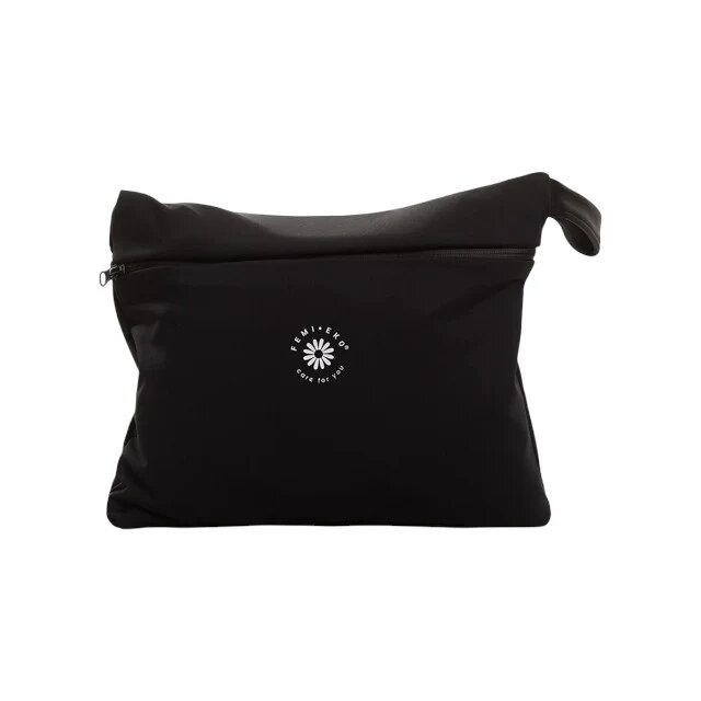 FEMI.EKO Geantă impermeabilă ® pentru produse menstruale 2 buzunare practice dimensiuni 19 cm x 24 cm culoare negru