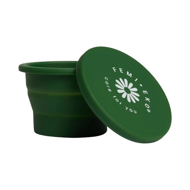 FEMI.EKO Sterilizator pliabil ® pentru dezinfectare și depozitare cupe menstruale din silicon moale culoare verde