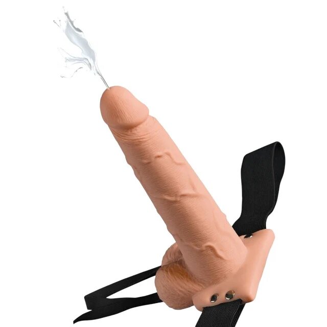 FETISH FANTASY SERIES Ham Strap-on Squirting Strap-on with Balls cu funcție de ejaculare lungime 19 cm culoarea pielii