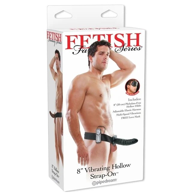 FETISH FANTASY SERIES Strap-On Extensie de penis cu vibratii Negru 19 cm