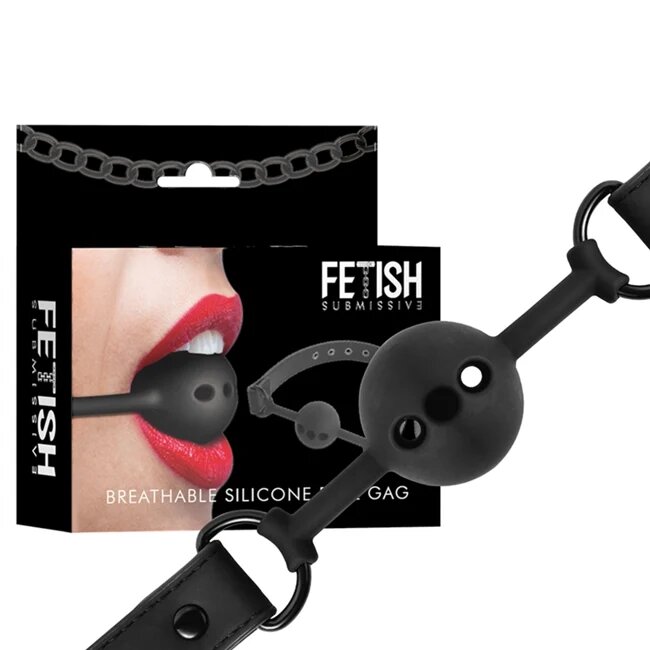 Fetish Submissive Calus pentru jocuri erotice BONDAGE - BREATHABLE SILICONE BALL GAG cu curea reglabila