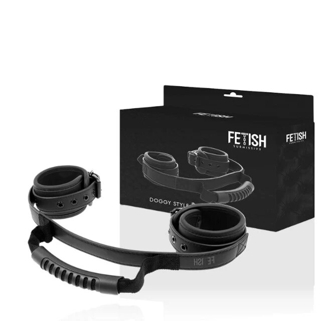 Fetish Submissive Cătușe Noprene Lining Handcuffs pentru jocuri erotice BDSM din piele vegană reglabile culoare negru