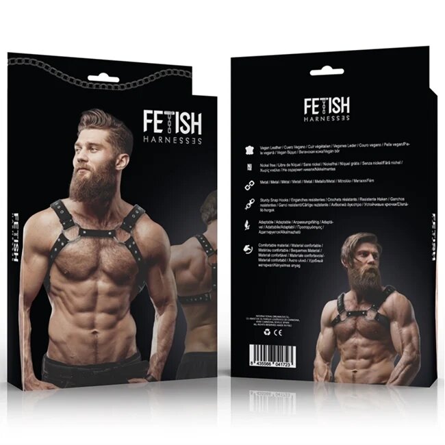 Fetish Submissive Ham sexy Attitude - HARNESS pentru barbati din piele ecologica cu tinte negru