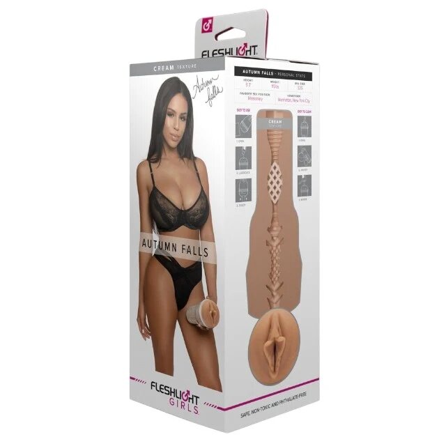 FLESHLIGHT Masturbator manual GIRLS Autumn Falls canal texturat pentru simulare vaginală realistă lungime 25 cm alb