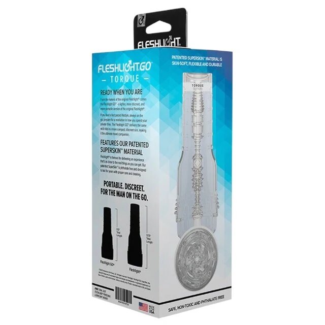 FLESHLIGHT Masturbator manual GO Torque canal texturat pentru simulare vaginală realistă lungime 18 cm transparent