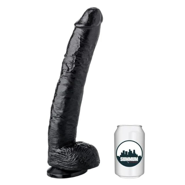 GANGBANGSTER Dildo gros SUMMUM by Eso Yo textură realistă bază cu ventuză pentru fixare diametru 6 cm lungime inserabilă 30 cm negru