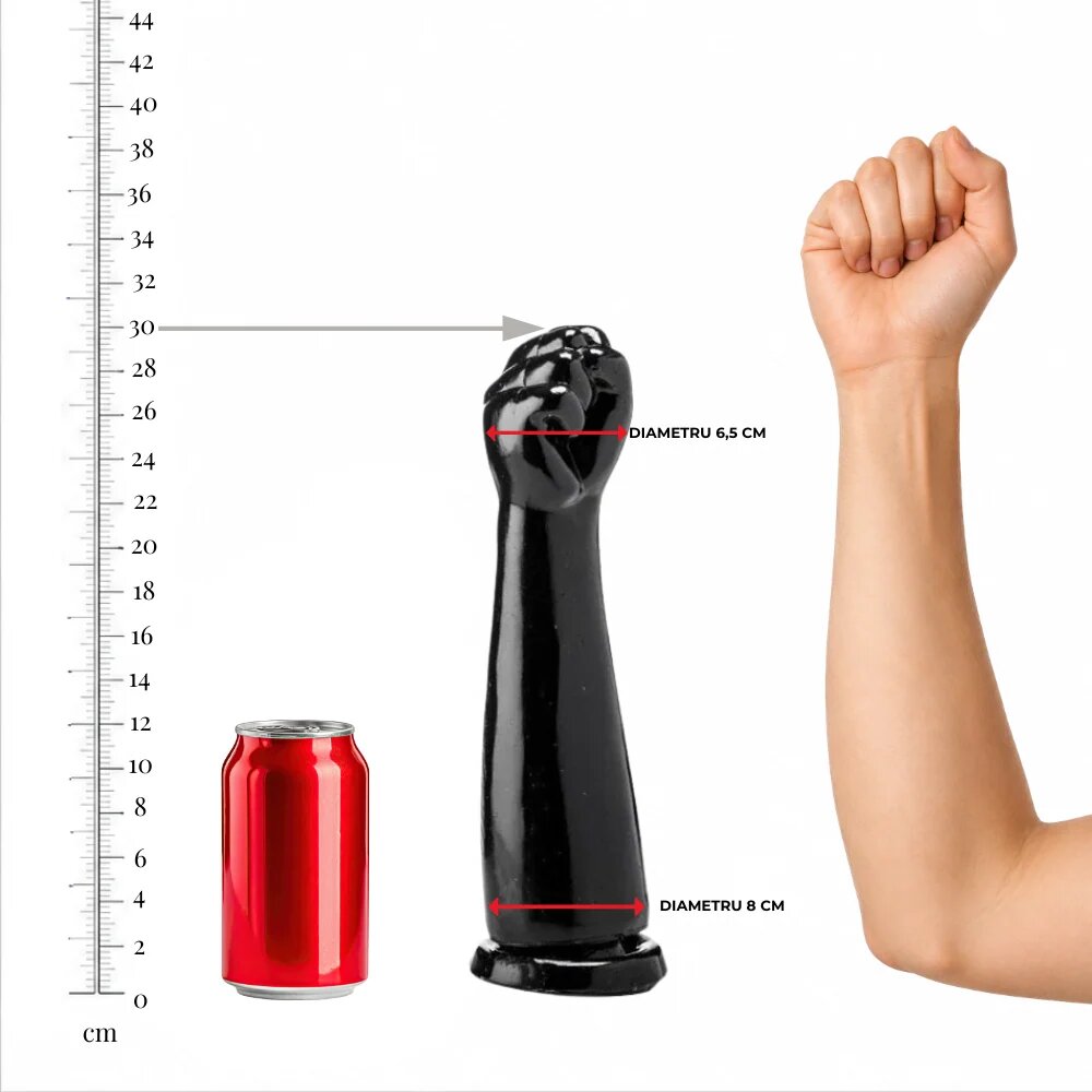 GANGBANGSTER Dildo gros SUMMUM by Hasta la Victoria în formă de mână bază cu ventuză diametru 8 cm lungime inserabilă 30 cm negru
