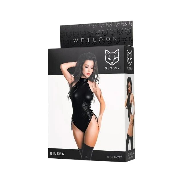 Glossy Lenjerie sexy teddy Wetlook body Eileen body erotic mulat cu efect lucios culoare negru marime M