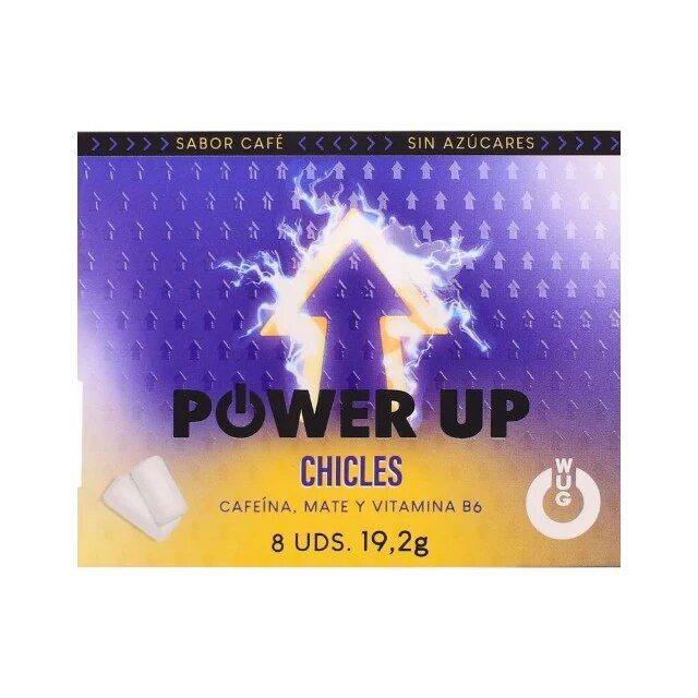  Gumă de mestecat WUG Power Up poate ajuta la reducerea oboselii și la reglarea activității hormonale cu cafeină vitamina B6 aromă de cafea fără gluten 8 buc