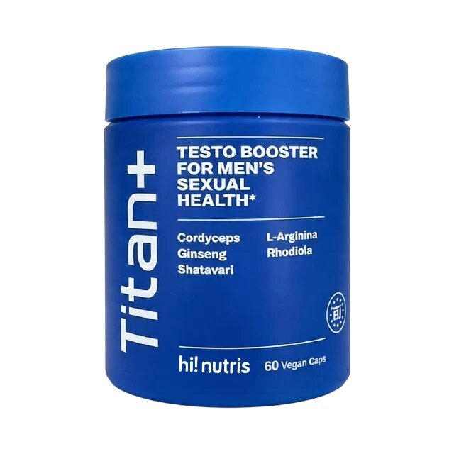 HI! NUTRIS Capsule Titan+ Testo Booster pentru stimularea erecției potență și libido cu L-Arginină și Shatavari 60 buc
