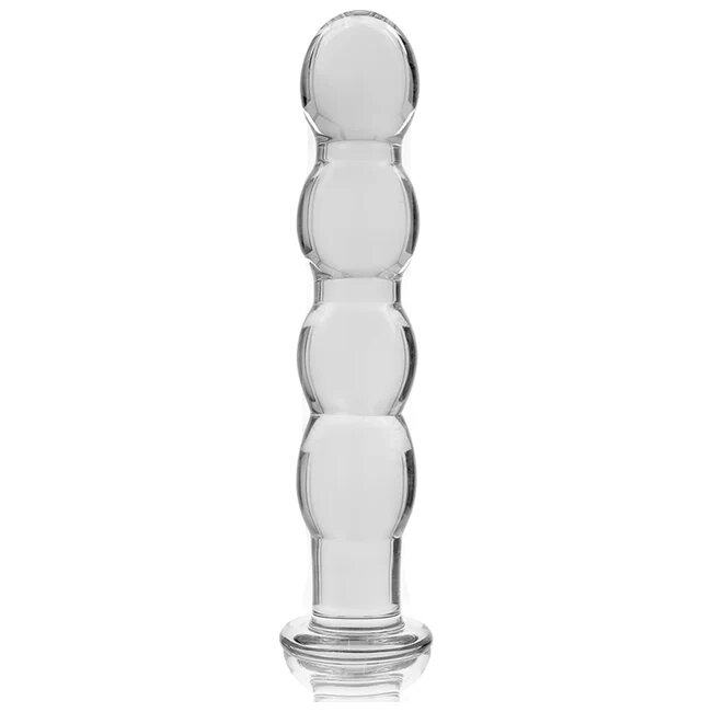 IBIZA Plug anal Nebula Model 10 din sticlă borosilicată lungime inserabilă 15 cm diametru 3 cm transparent