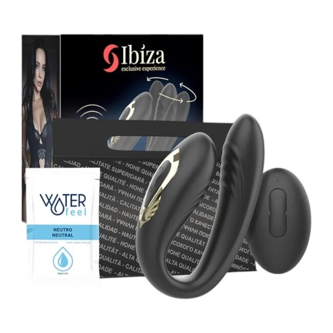 IBIZA Vibrator dual rotating dual vibrator pentru stimulare clitoris si punctul G 10 functii de rotatie 10 functii de vibratii negru