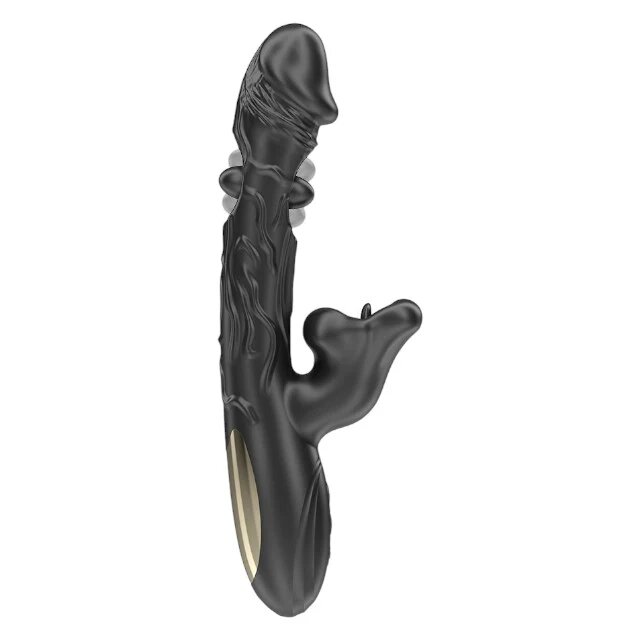 IBIZA Vibrator dublu Oscillating and Biting Vibrator cu stimulator în formă de gură cu funcții de mușcături oscilații și vibrații negru