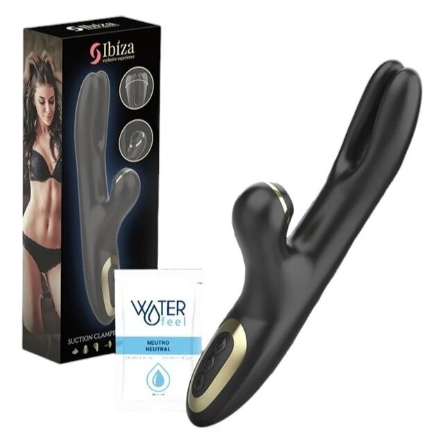 IBIZA Vibrator rabbit Suction Clamping Vibrator din silicon hipoalergenic 10 funcții de vibrație 10 funcții de aspirare clitoridiană negru