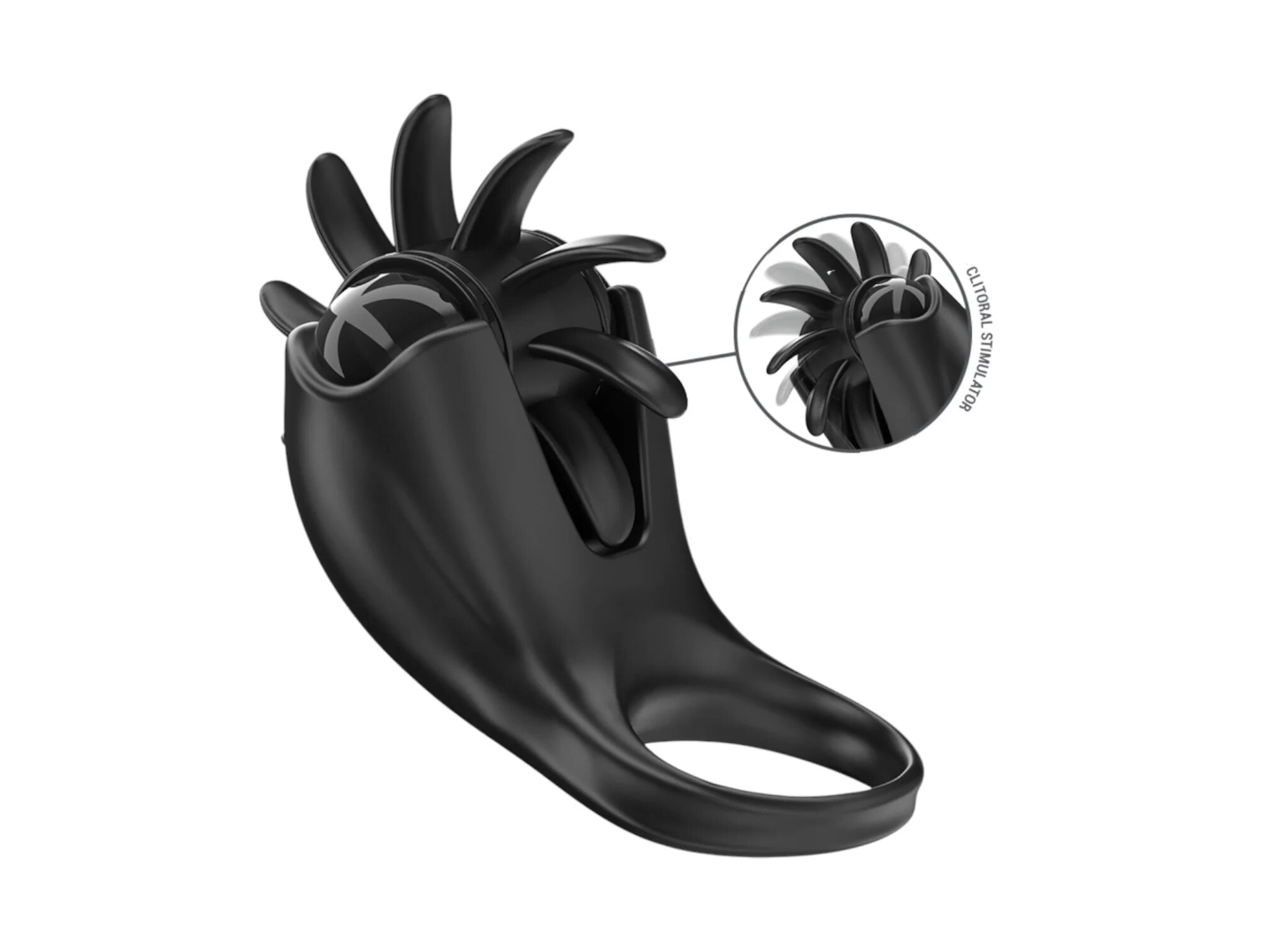 INTENSE Inel pentru penis cu stimulator Mabel 10 funcții de vibrație din silicon rezistent la apă IPX7 negru