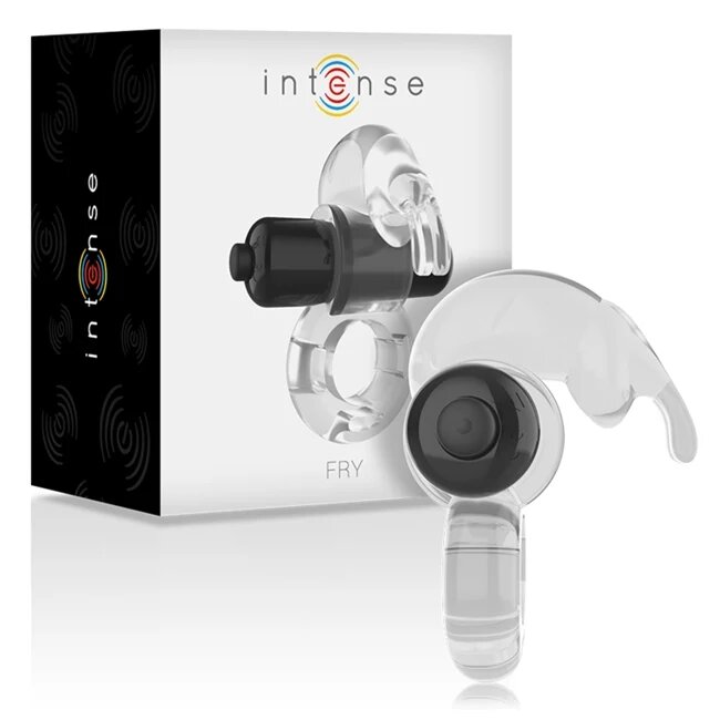 INTENSE Inel vibrator pentru penis - FRY TRANSPARENT pentru îmbunătățirea performanțelor sexuale și stimularea clitorisului din silicon transparent