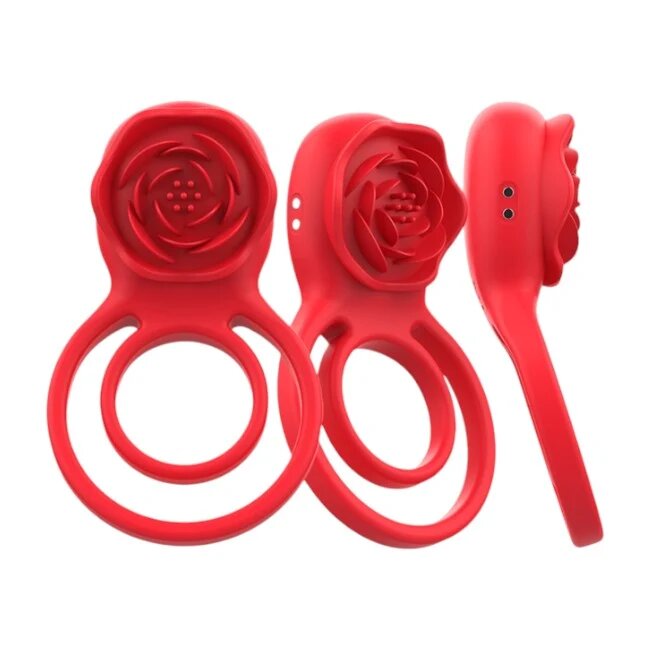 INTENSE Inel vibrator pentru penis GAIL In forma de trandafir control prin telecomanda 10 functii de vibratie culoarea rosu