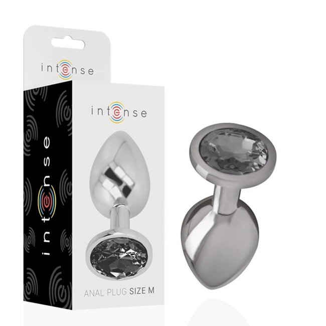 INTENSE Plug anal din Aluminiu cu cristal Negru marimea M