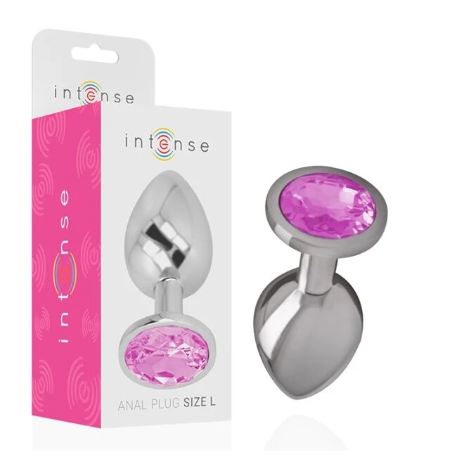 INTENSE Plug anal din Aluminiu cu cristal Roz marimea L