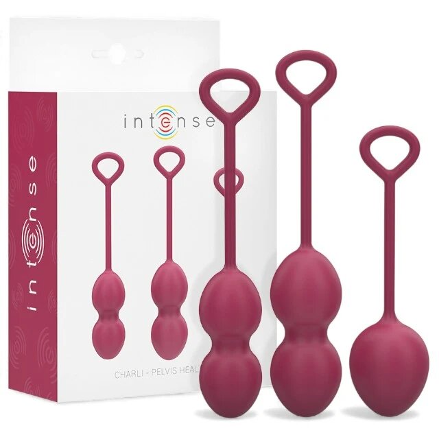 INTENSE Set 3 bile kegel Charli pentru tonifierea mușchilor pelvieni 3 dimensiuni rezistente la apă mov