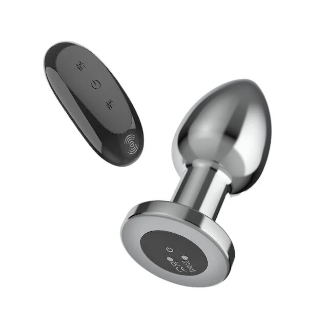 INTENSE Vibrator anal Vibrating Anal Plug L control prin telecomandă 10 funcții de vibrație lungime 10.1 cm argintiu