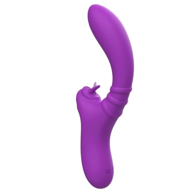 INTENSE Vibrator dublu HARRY cu funcție de simulare sex oral 20 funcții de vibrație design curbat pentru stimularea punctului G mov