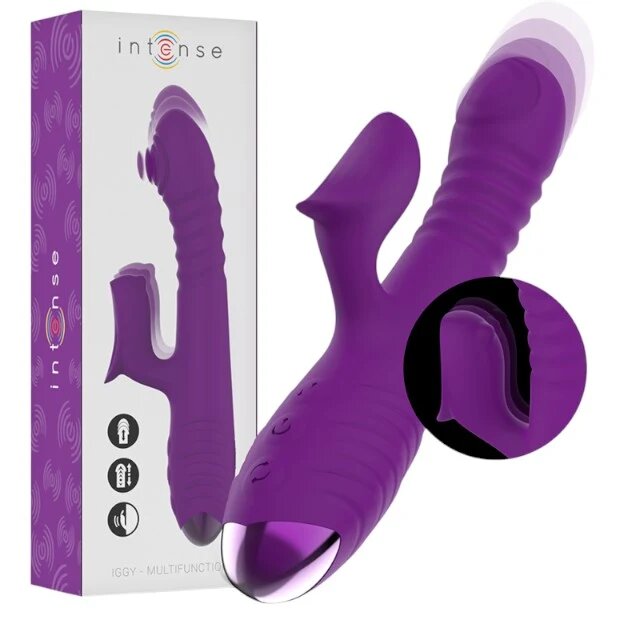 INTENSE Vibrator rabbit IGGY Multifunction cu 8 funcții de penetrare automată 8 funcții de pulsații 8 funcții de oscilații mov