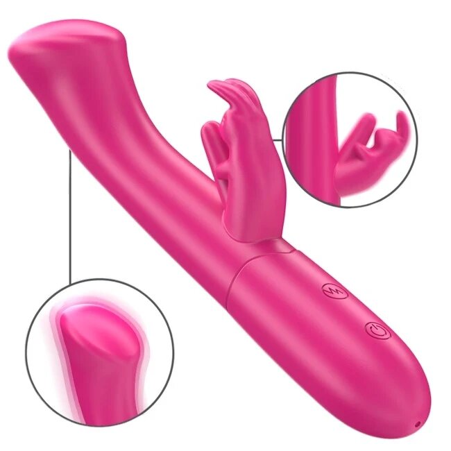 INTENSE Vibrator rabbit JULIETA din silicon premium pentru stimularea clitorisului și punctului G 10 funcții de vibrație culoarea roz