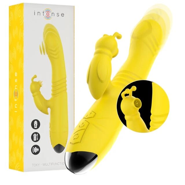 INTENSE Vibrator rabbit TOKY Multifunction cu 8 funcții de penetrare automată 8 funcții de pulsații 8 funcții de oscilații galben