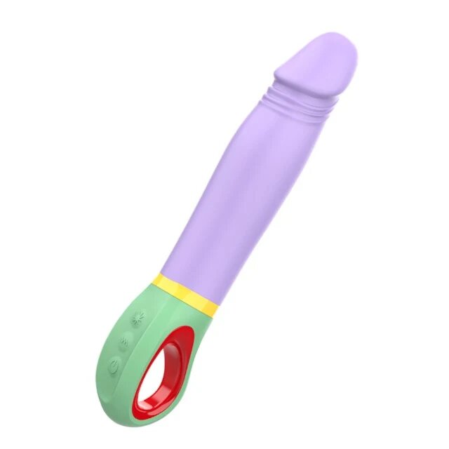 INTENSE Vibrator VELMA din silicon de înaltă calitate 9 funcții de vibrație rezistent la apă IPX7 lungime inserabilă 12.6 cm mov cu verde