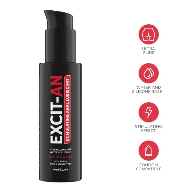 IntimateLine Lubrifiant anal EXCIT-AN formulă hibridă pe bază de apă și silicon cu efect de răcire 100 ml