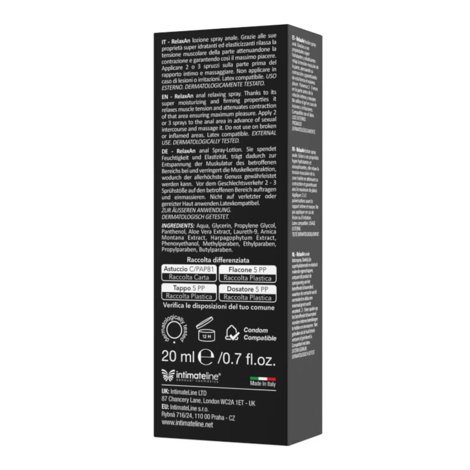 IntimateLine Lubrifiant anal pe bază de apă RELAXAN spray cu efect de relaxare anală testat dermatologic 20 ml