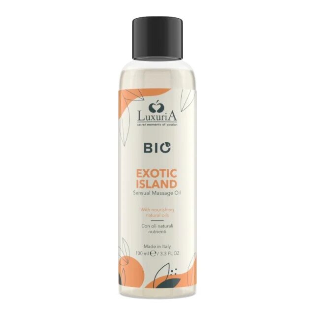 IntimateLine Ulei de masaj LUXURIA Bio Exotic Island cu uleiuri naturale fără parabeni aromă fructată și dulce 100 ml (portocaliu)